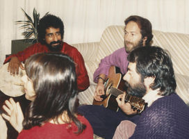 Uruguay, 1986 : clockwise: Sw Anand Nivedano, Milarepa, Sw Dhyan Yogi & Ma Prem Maneesha